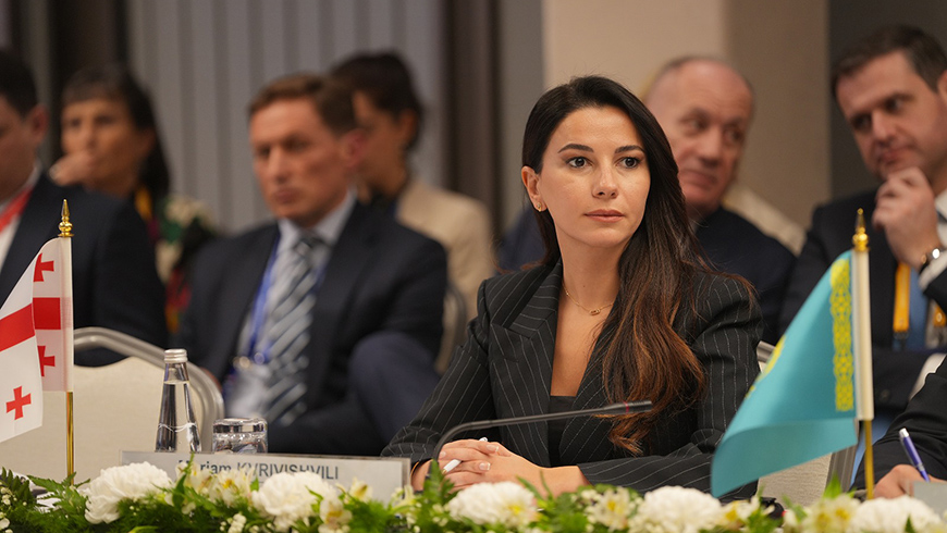 Mariami Kvirivishvili spricht auf dem Ministertreffen der EU, Zentralasien, Südkaukasus und Schwarzmeerregion