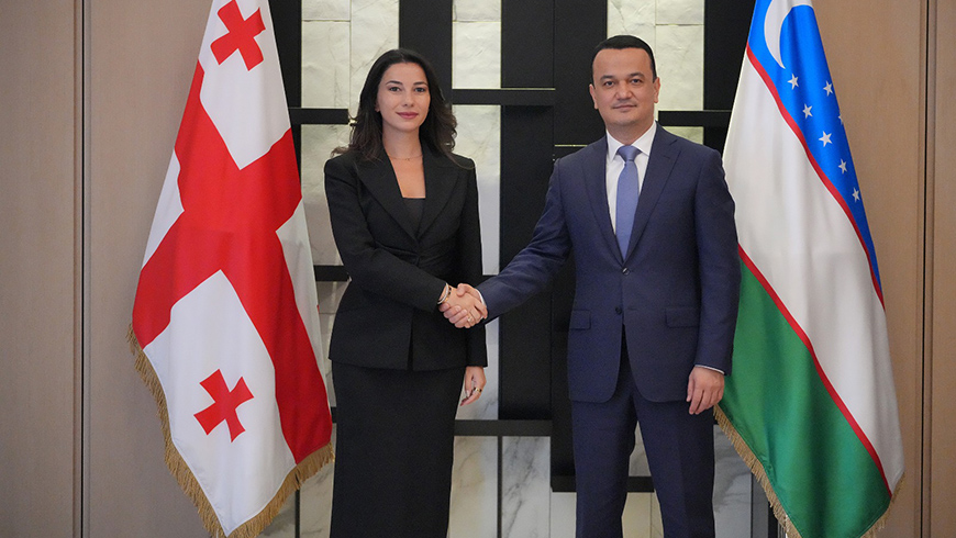 Mariami Kvrivishvili trifft den usbekischen Minister für Investitionen, Industrie und Handel, Laziz Kudratov
