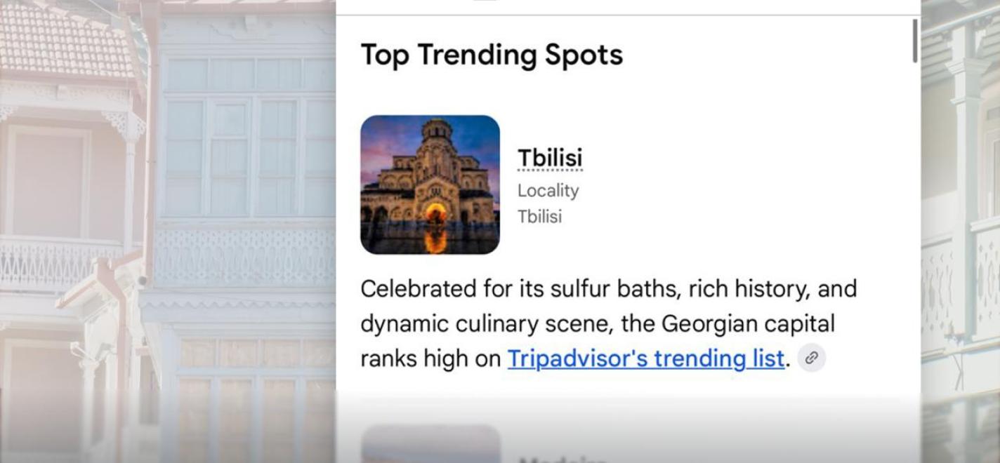 Tiflis gehört zu den beliebtesten Reisezielen von Google