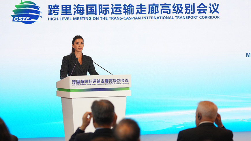 Mariam Kvirivischwili nimmt an hochrangigem Treffen in China zur Transkaspi-Transportroute teil